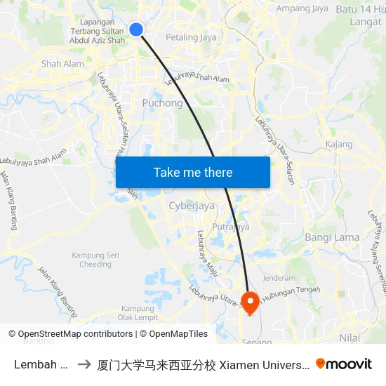 Lembah Subang to 厦门大学马来西亚分校 Xiamen University Malaysia Campus map