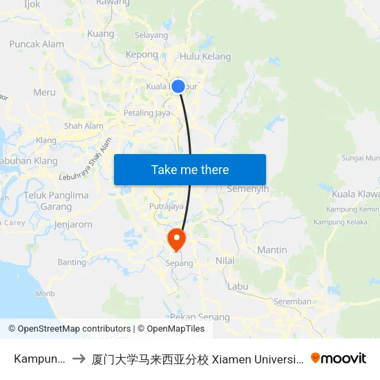 Kampung Baru to 厦门大学马来西亚分校 Xiamen University Malaysia Campus map