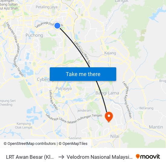 LRT Awan Besar (Kl2324) to Velodrom Nasional Malaysia, Nilai map