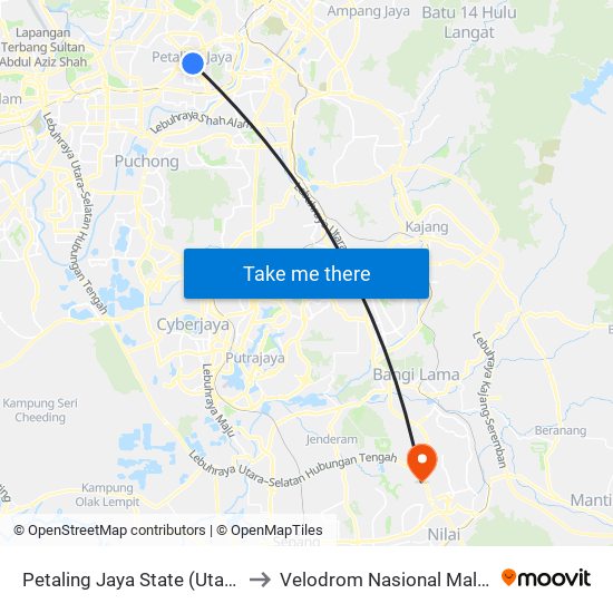 Petaling Jaya State (Utara) (Pj433) to Velodrom Nasional Malaysia, Nilai map