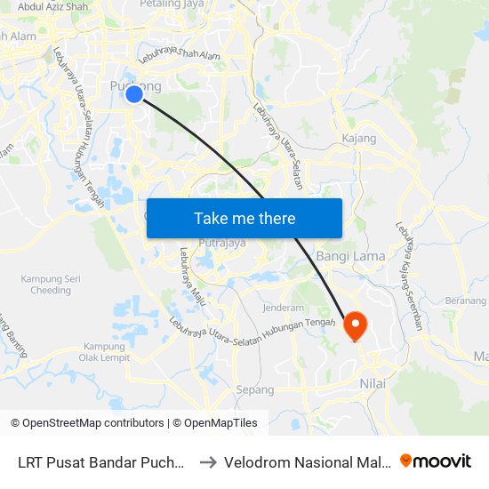 LRT Pusat Bandar Puchong (Sj735) to Velodrom Nasional Malaysia, Nilai map