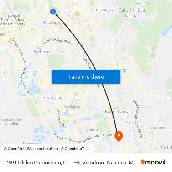 MRT Phileo Damansara, Pintu A (Pj823) to Velodrom Nasional Malaysia, Nilai map