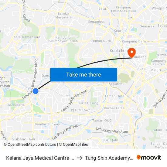 Kelana Jaya Medical Centre (Kjmc) (Pj602) to Tung Shin Academy Of Nursing map