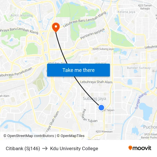 Citibank (Sj146) to Kdu University College map