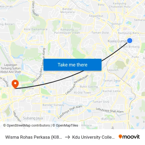 Wisma Rohas Perkasa (Kl87) to Kdu University College map
