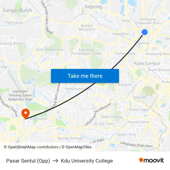 Pasar Sentul (Opp) to Kdu University College map