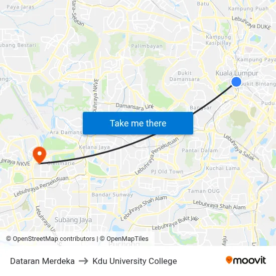 Dataran Merdeka to Kdu University College map