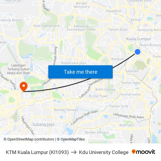 KTM Kuala Lumpur (Kl1093) to Kdu University College map