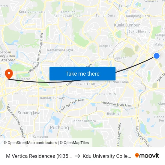M Vertica Residences (Kl355) to Kdu University College map