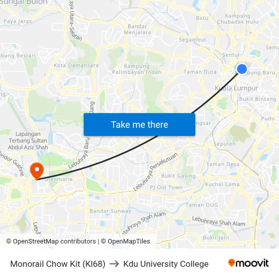 Monorail Chow Kit (Kl68) to Kdu University College map