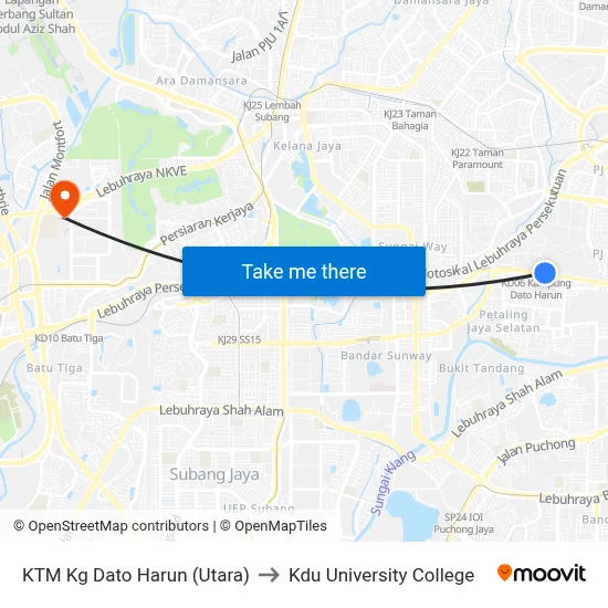 KTM Kg Dato Harun (Utara) to Kdu University College map