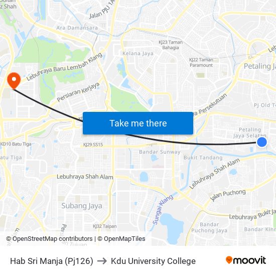 Hab Sri Manja (Pj126) to Kdu University College map