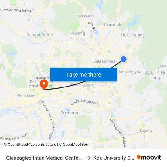 Gleneagles Intan Medical Center (Kl2294) to Kdu University College map