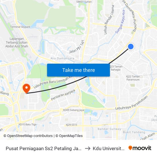 Pusat Perniagaan Ss2 Petaling Jaya (Utara) (Pj771) to Kdu University College map