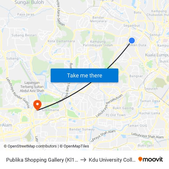 Publika Shopping Gallery (Kl1023) to Kdu University College map