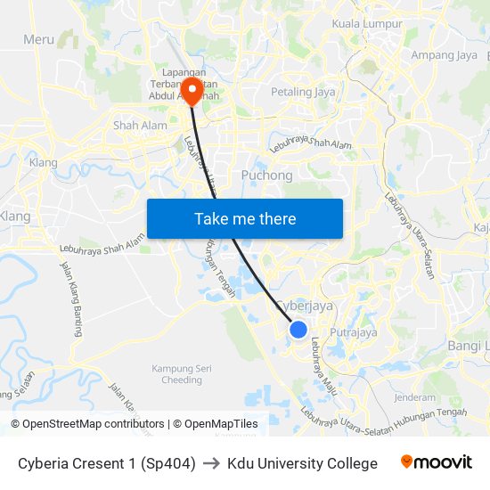 Cyberia Cresent 1 (Sp404) to Kdu University College map