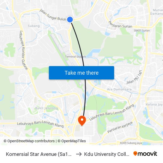 Komersial Star Avenue (Sa1027) to Kdu University College map