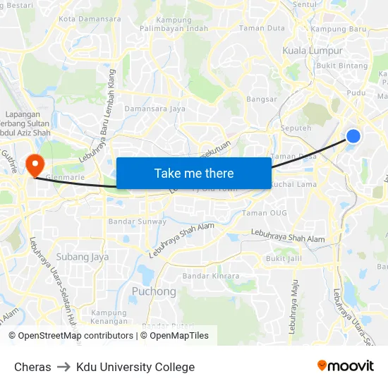Cheras to Kdu University College map