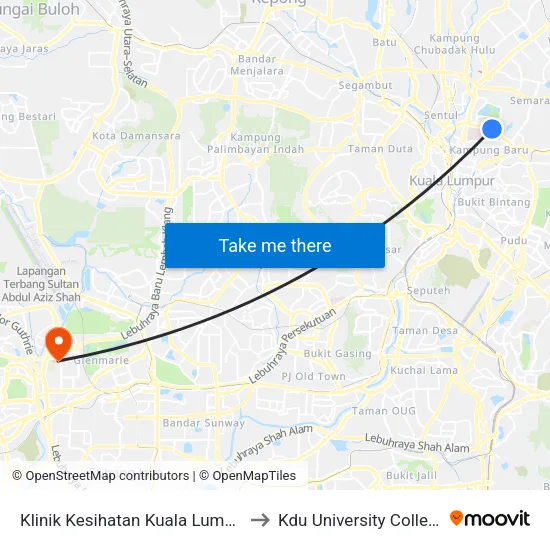 Klinik Kesihatan Kuala Lumpur to Kdu University College map