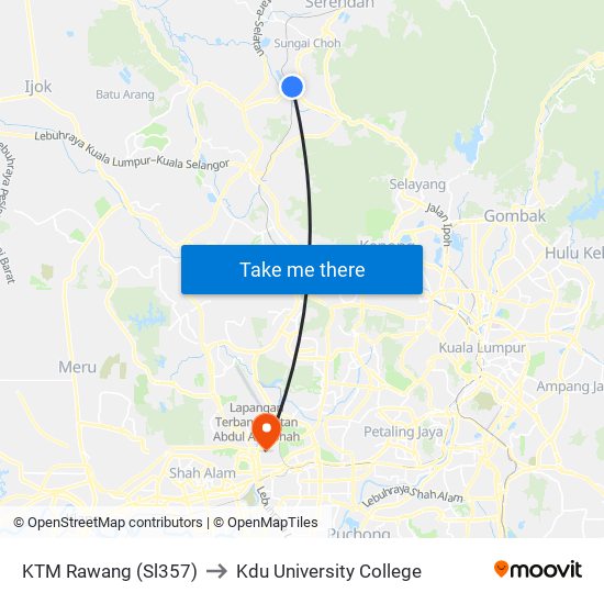 KTM Rawang (Sl357) to Kdu University College map