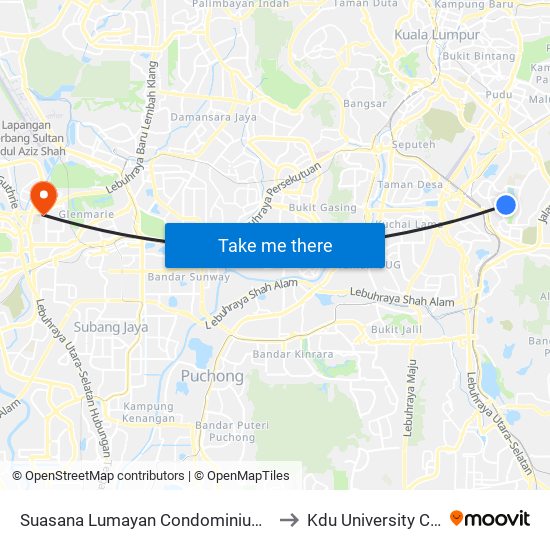 Suasana Lumayan Condominium (Kl1981) to Kdu University College map