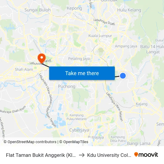 Flat Taman Bukit Anggerik (Kl2374) to Kdu University College map