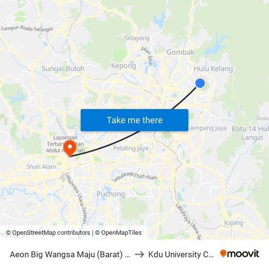 Aeon Big Wangsa Maju (Barat) (Kl2106) to Kdu University College map