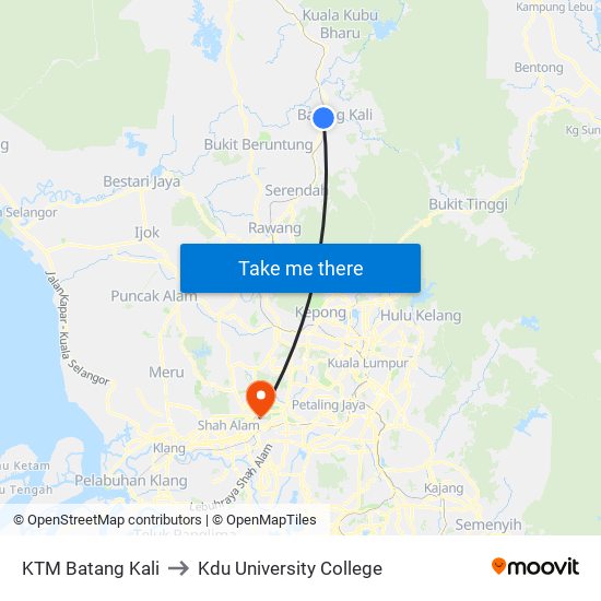 KTM Batang Kali to Kdu University College map