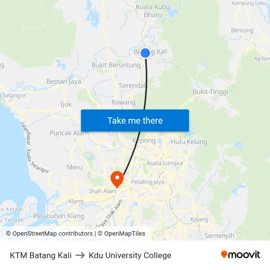 KTM Batang Kali to Kdu University College map