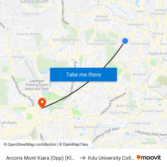 Arcoris Mont Kiara (Opp) (Kl2409) to Kdu University College map