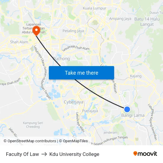 Faculty Of Law to Kdu University College map