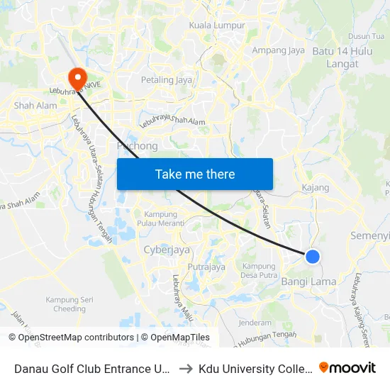 Danau Golf Club Entrance UKM to Kdu University College map
