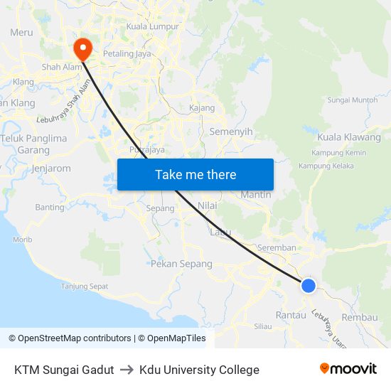 KTM Sungai Gadut to Kdu University College map