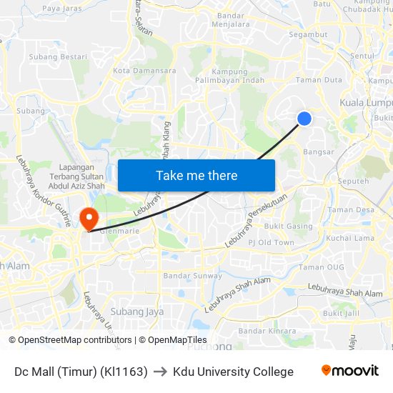 Dc Mall (Timur) (Kl1163) to Kdu University College map