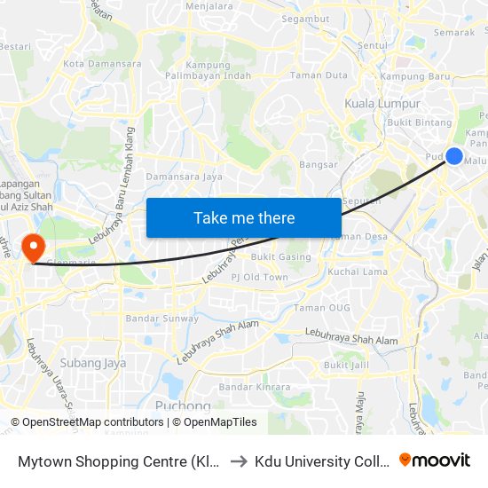 Mytown Shopping Centre (Kl389) to Kdu University College map
