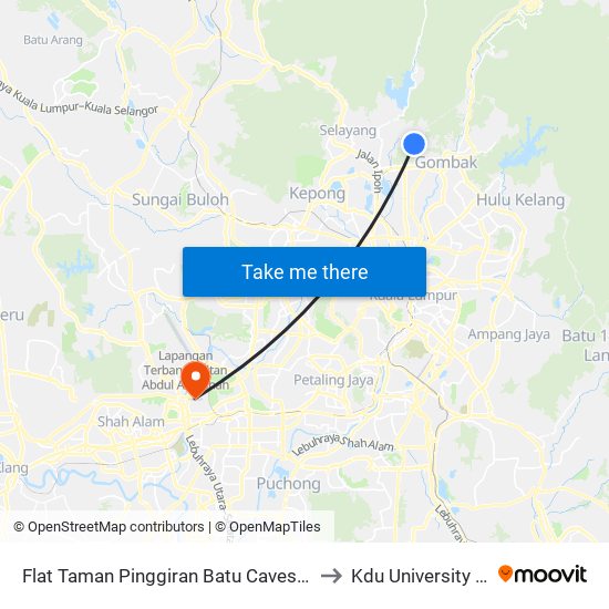 Flat Taman Pinggiran Batu Caves (Opp) (Sl177) to Kdu University College map