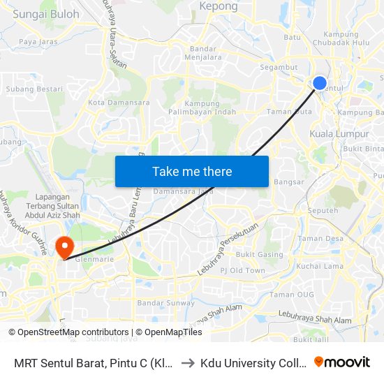 MRT Sentul Barat, Pintu C (Kl607) to Kdu University College map