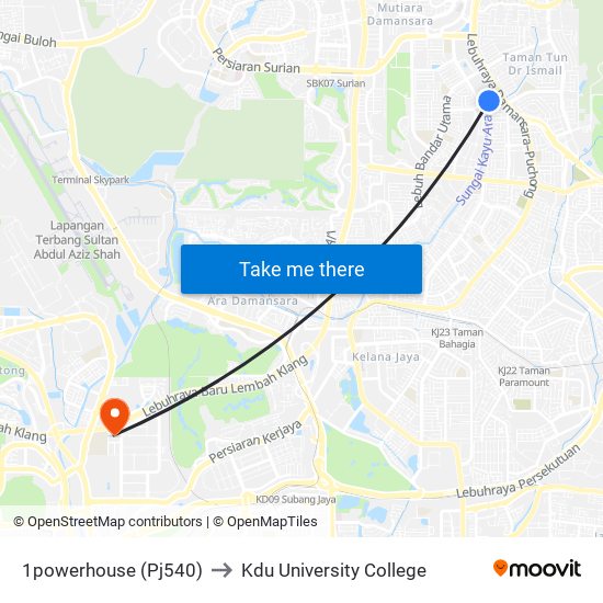 1powerhouse (Pj540) to Kdu University College map