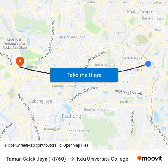 Taman Salak Jaya (Kl760) to Kdu University College map