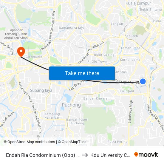 Endah Ria Condominium (Opp) (Kl1334) to Kdu University College map