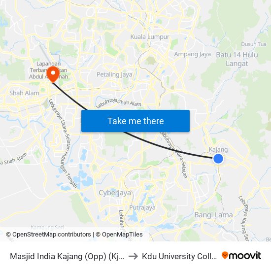 Masjid India Kajang (Opp) (Kj470) to Kdu University College map