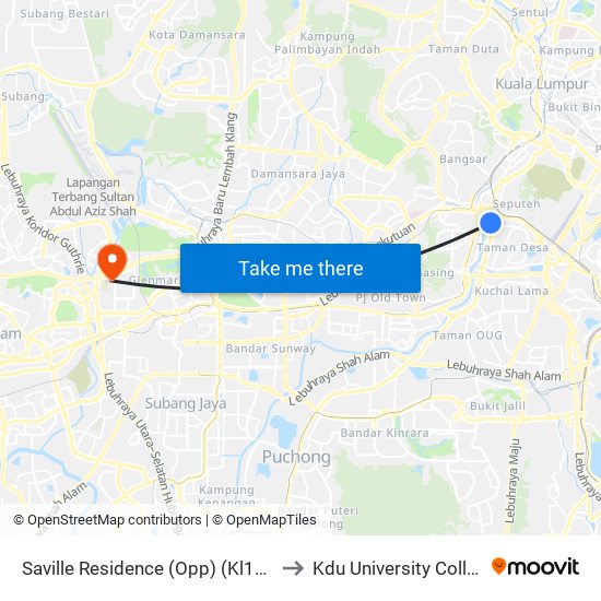 Saville Residence (Opp) (Kl1395) to Kdu University College map