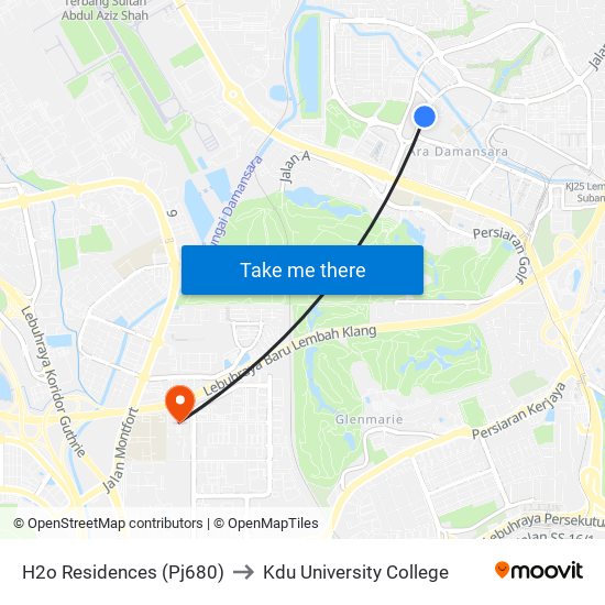 H2o Residences (Pj680) to Kdu University College map