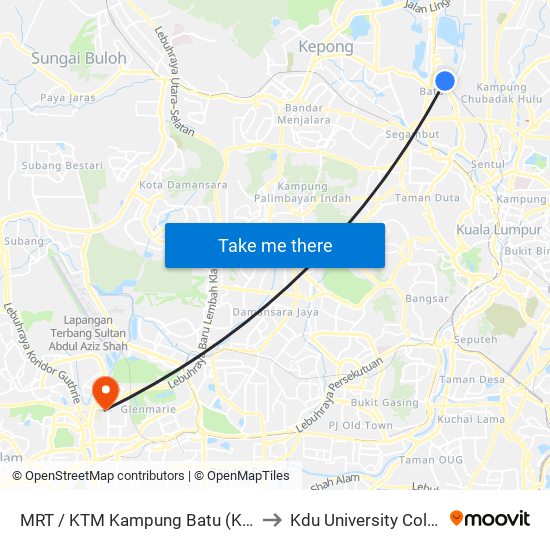 MRT / KTM Kampung Batu (Kl594) to Kdu University College map