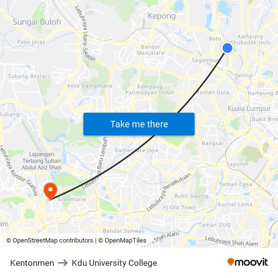 Kentonmen to Kdu University College map