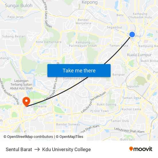 Sentul Barat to Kdu University College map