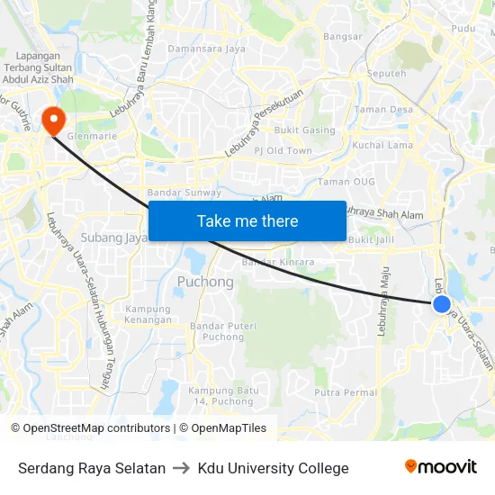 Serdang Raya Selatan to Kdu University College map