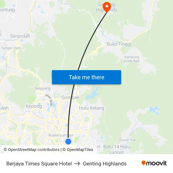 Berjaya Times Square Hotel to Genting Highlands map