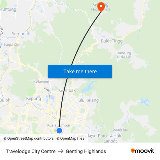 Geo Hotel to Genting Highlands map