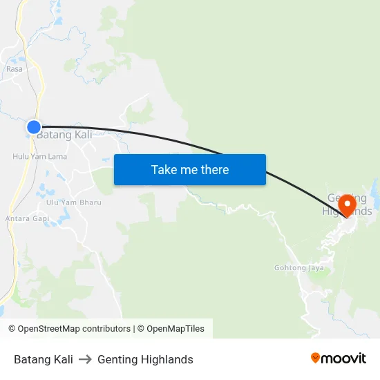 Batang Kali to Genting Highlands map
